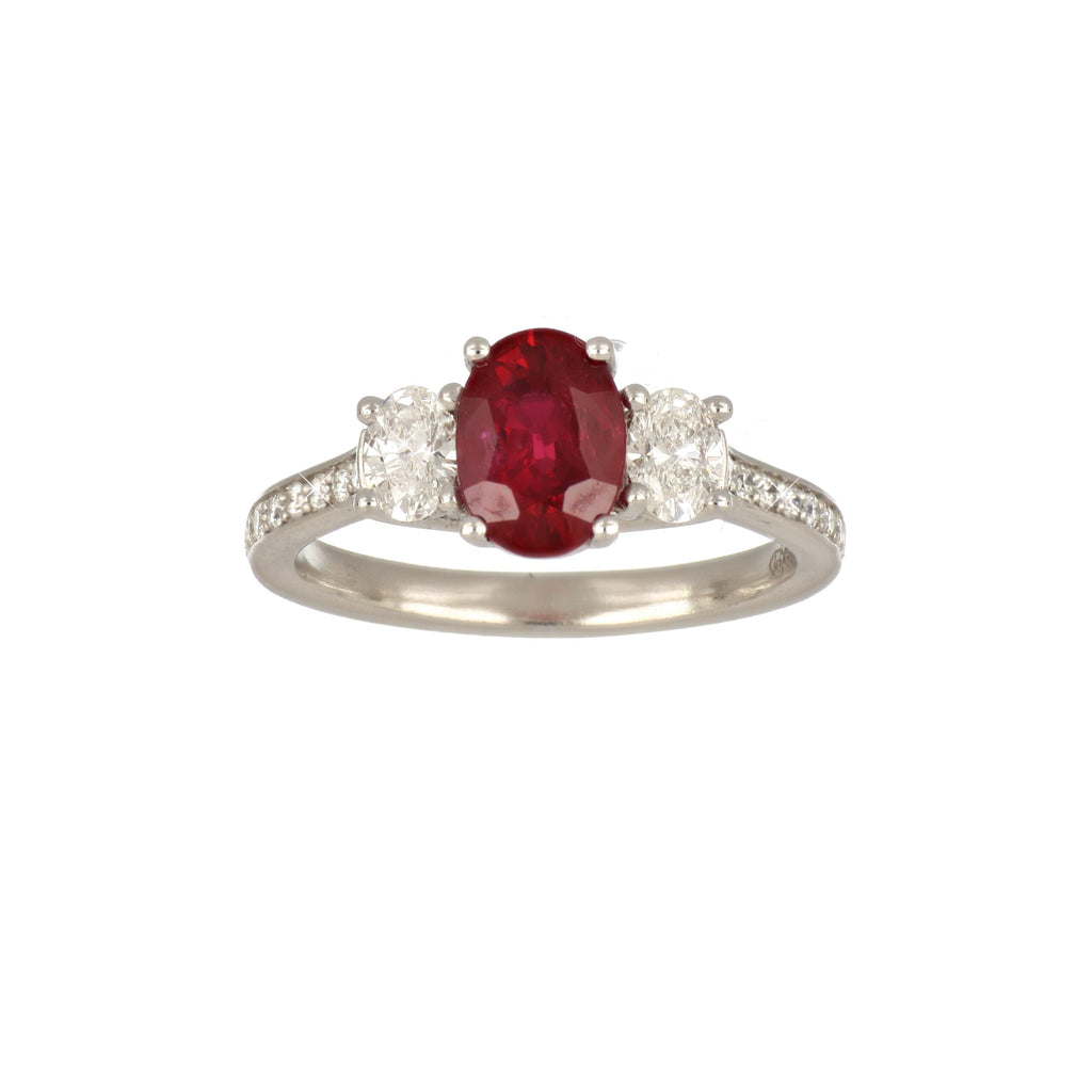 Ruby and Diamond Ring in Platinum image 0