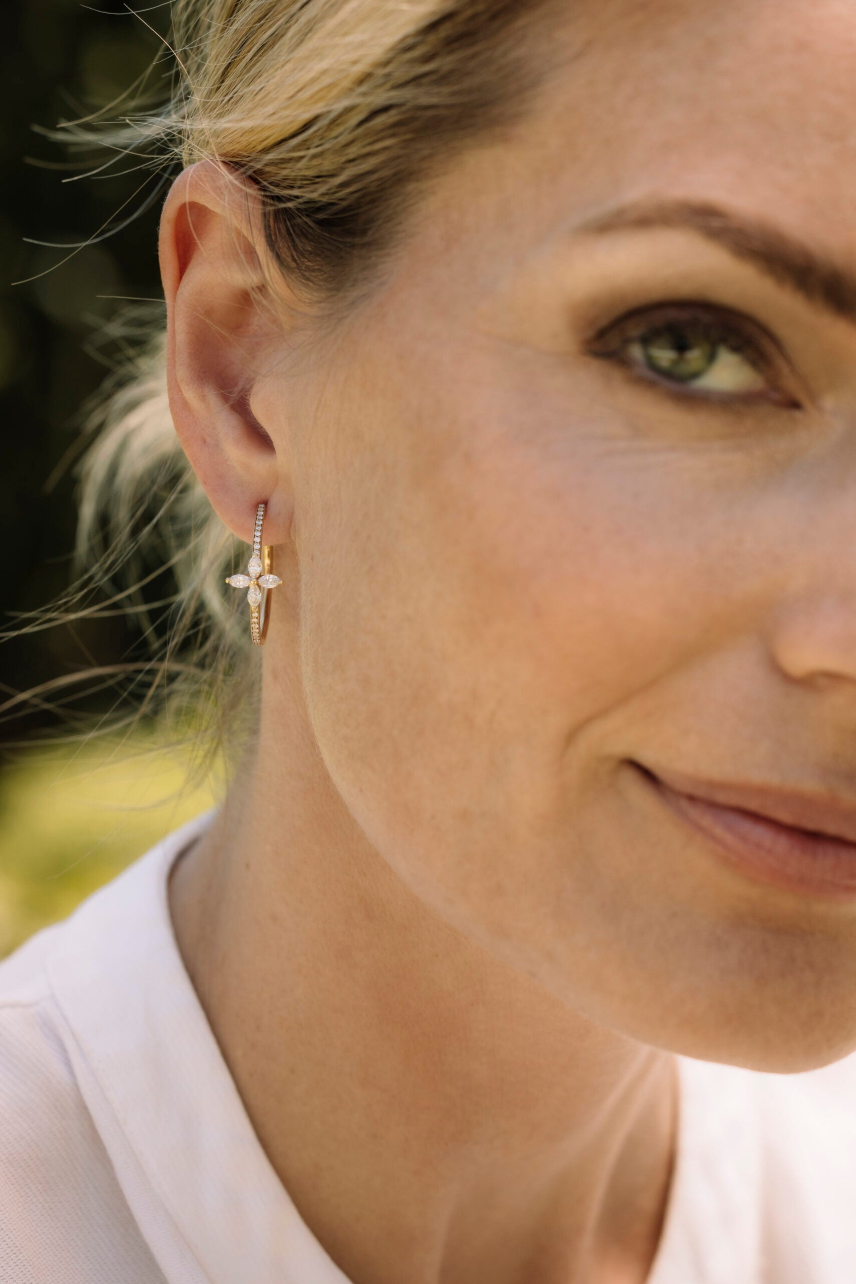 Diamond Hoop Earrings in Yellow Gold image 1