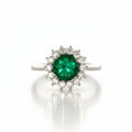 Emerald and Diamond Ring in White Gold