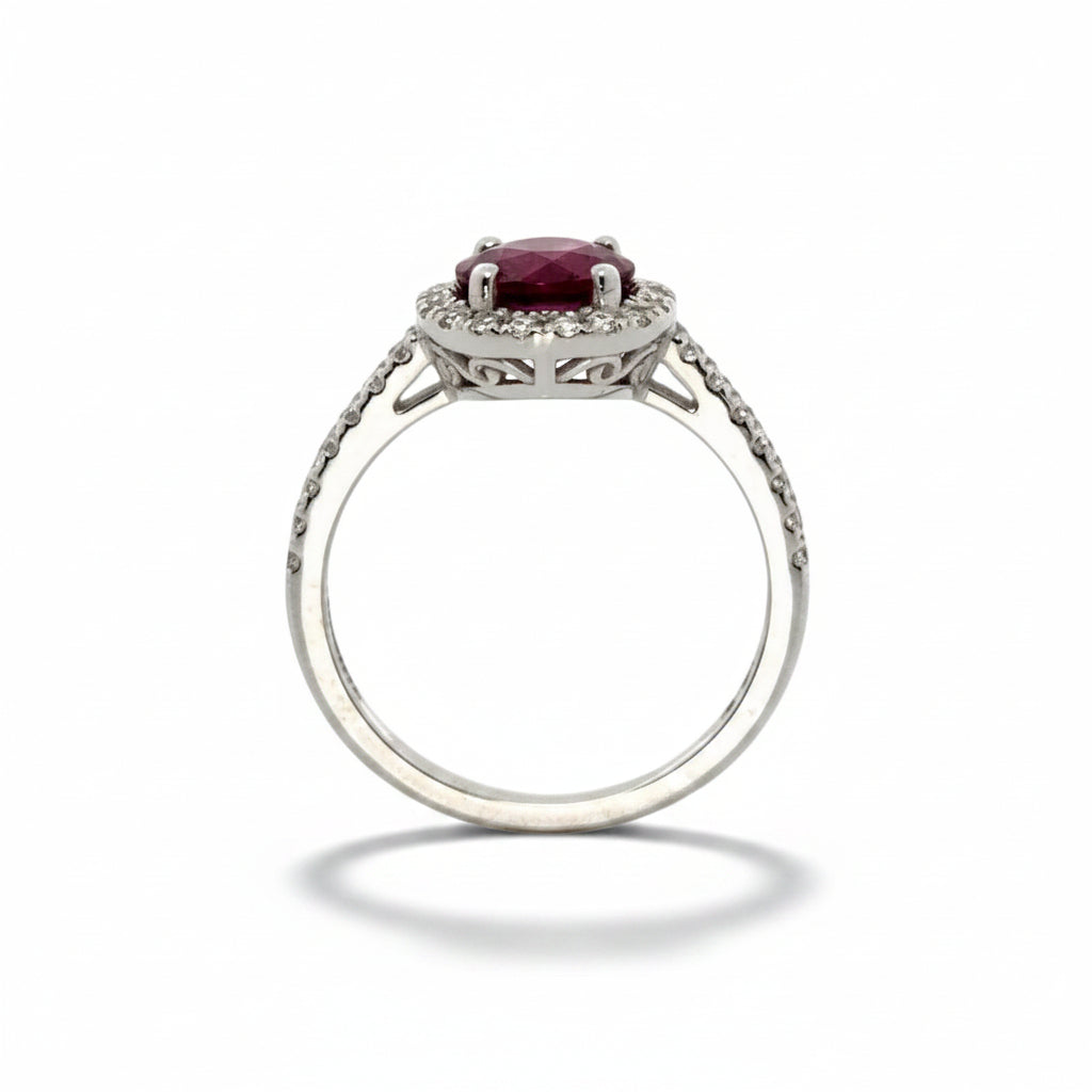 Ruby and Diamond Ring in White Gold
