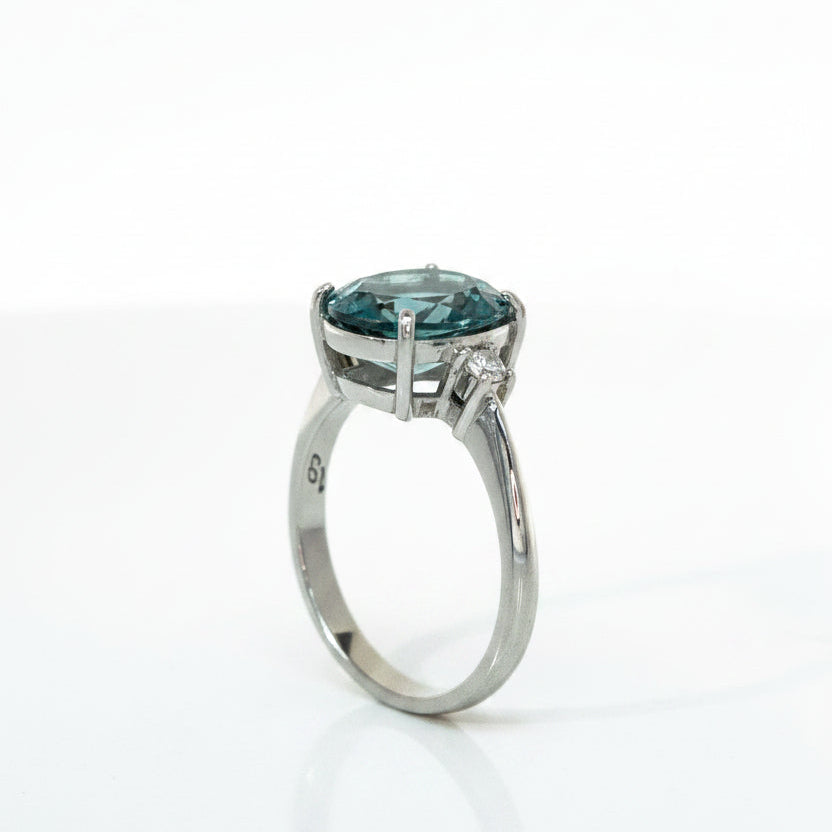 Tourmaline and Diamond Ring in White Gold