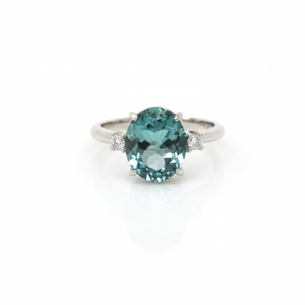 Tourmaline and Diamond Ring in White Gold