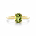 Cushion-cut Peridot Solitaire Ring in Yellow Gold