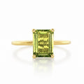 Baguette Peridot Solitaire Ring in Yellow Gold