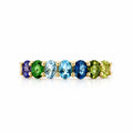 Coloured Half Eternity Ring in Yellow Gold