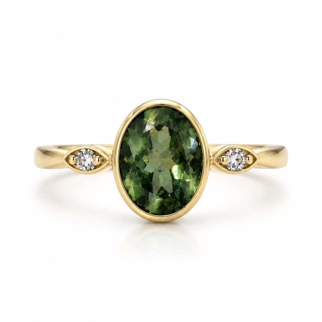 Tourmaline and Diamond Ring in Yellow Gold