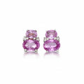 Pink Sapphire and Diamond Studs in White Gold