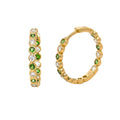 Tsavorite and Diamond hoops in Yellow Gold