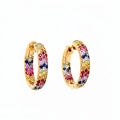Rainbow Sapphire Hoops In Rose Gold