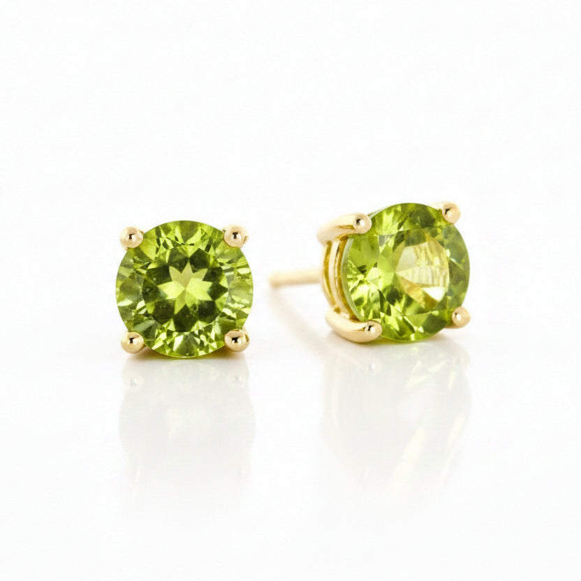 Peridot Studs in Yellow Gold