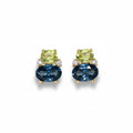 Peridot and London Blue Topaz Earrings in Yellow Gold