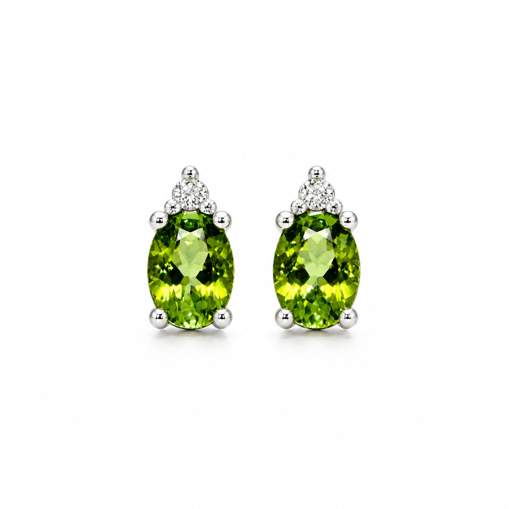 Diamond and Tourmaline Studs in White Gold