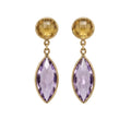 Amethyst and Citrine Earrings in Yellow Gold