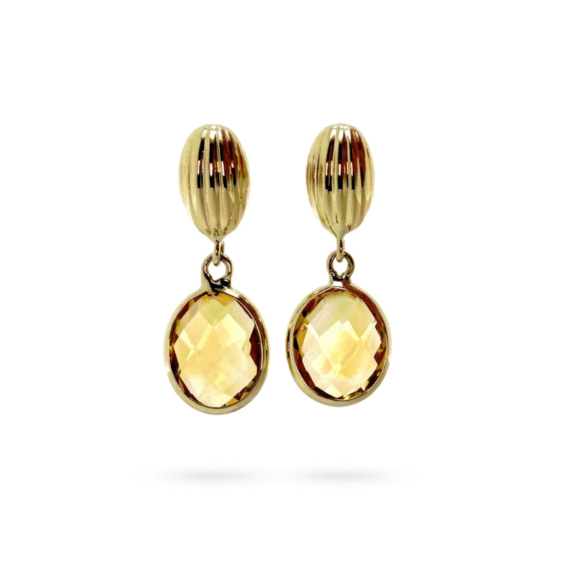 Citrine Drop Earrings in Yellow Gold
