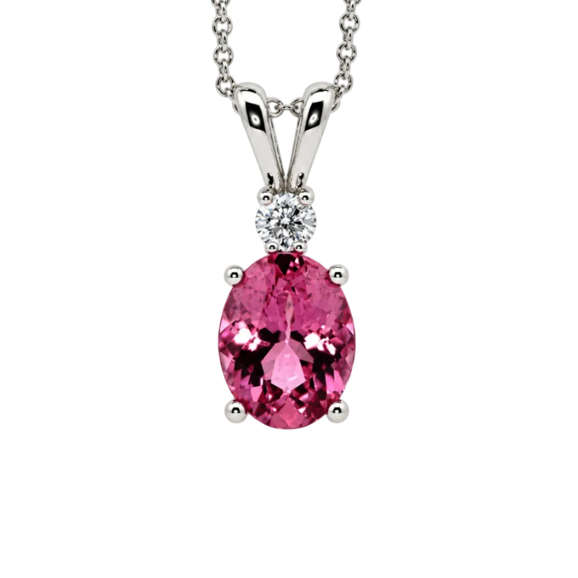 Pink Tourmaline and Diamond in White Gold