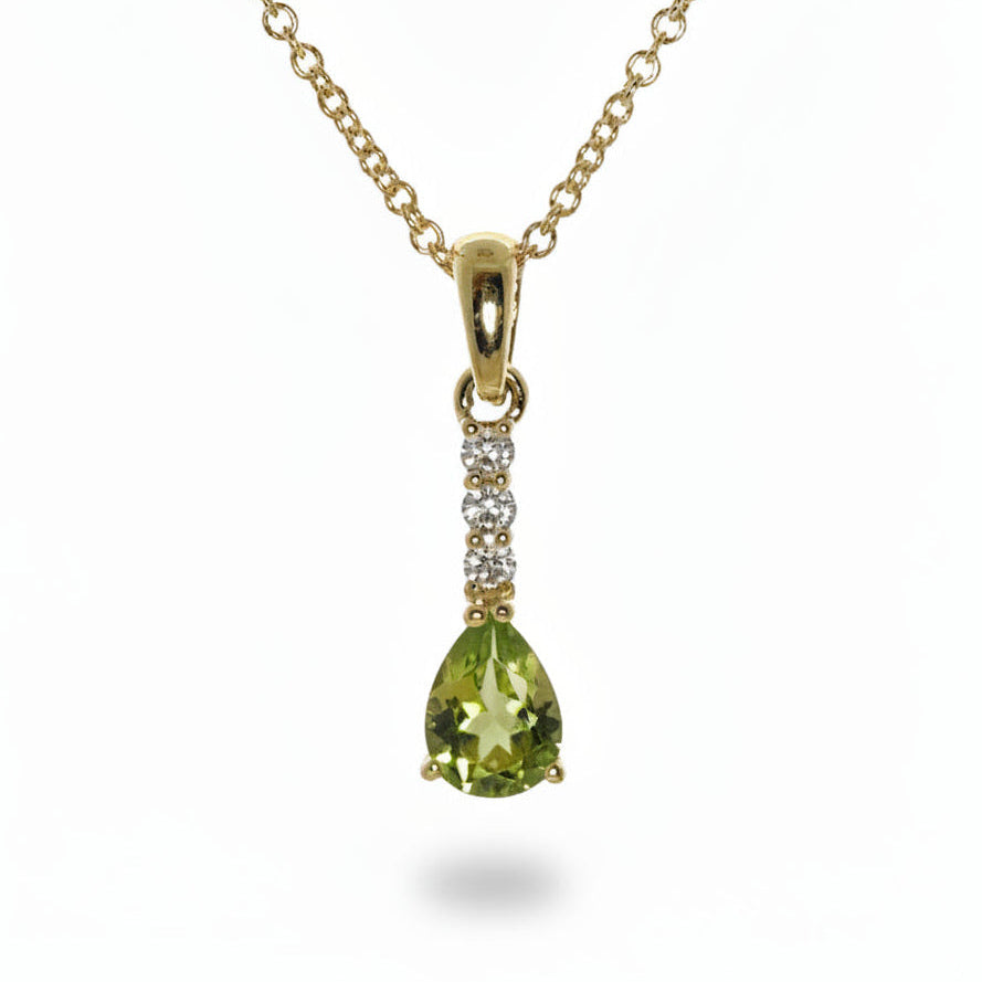 Diamond and Peridot Pendant in Yellow Gold