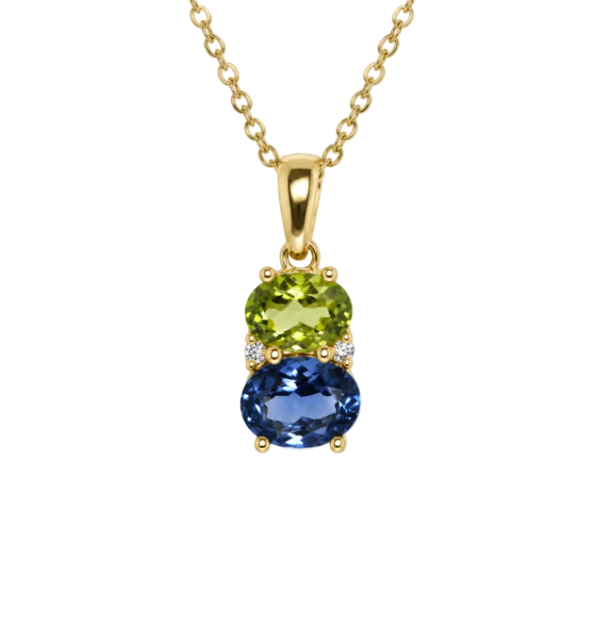 Double Gemstone and Diamond Pendants in Gold