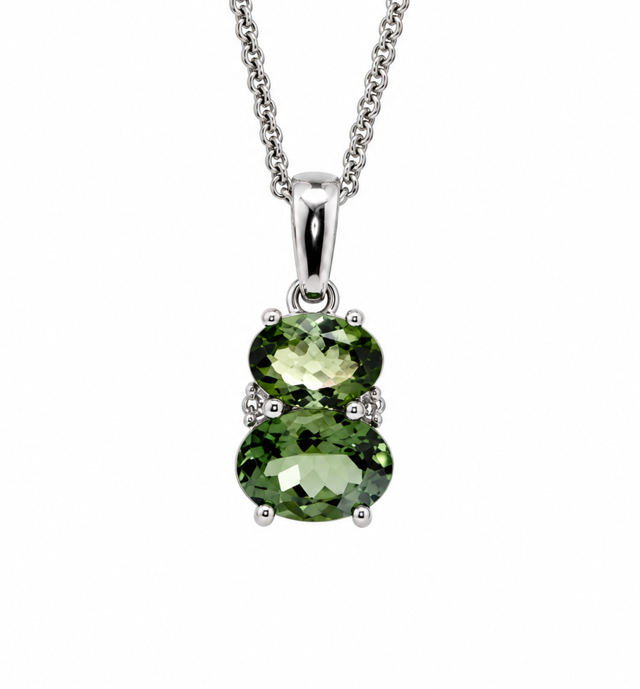 Double Gemstone and Diamond Pendants in Gold