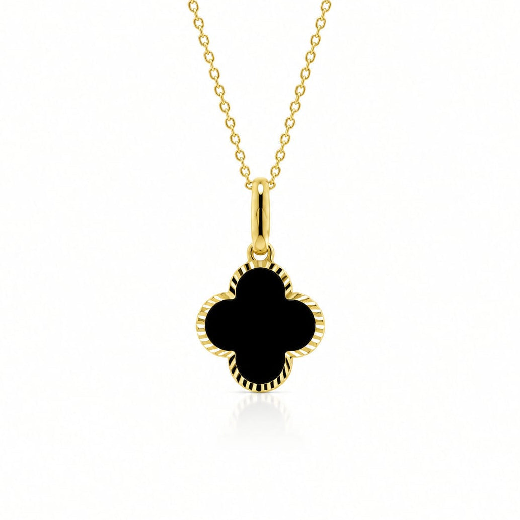 Gemstone Clover Pendant in Yellow Gold