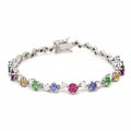Spessartite, Spinel, Tanzanite, Tsavorite, Garnet and Diamond bracelet in white gold
