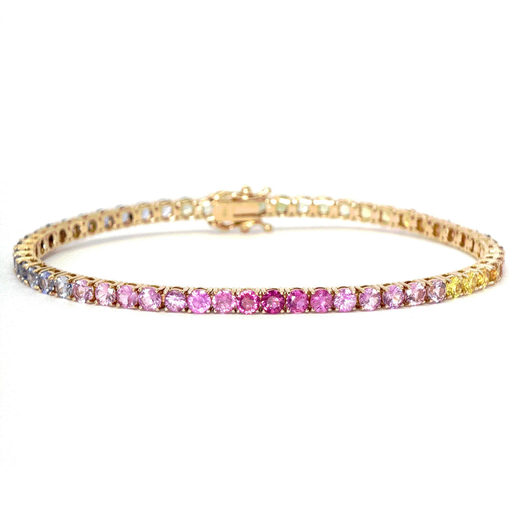 Rainbow Sapphire Tennis Bracelet in Rose Gold