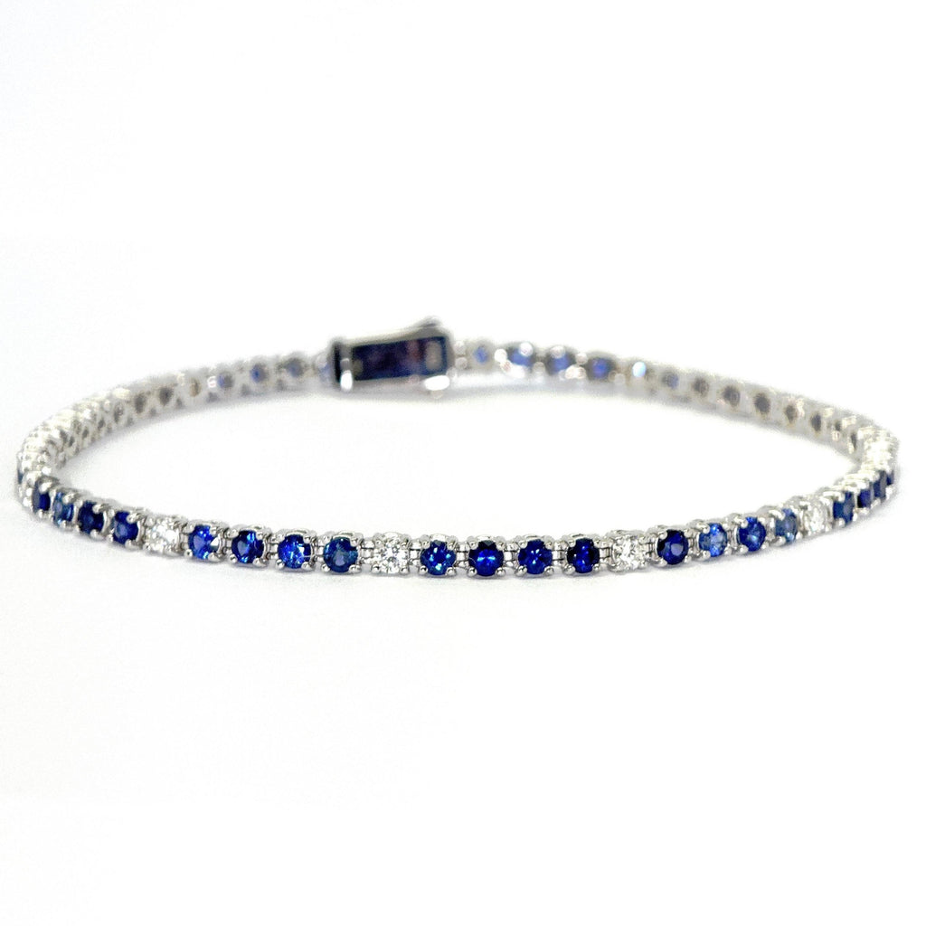 Sapphire and Diamond Tennis Bracelet in White Gold