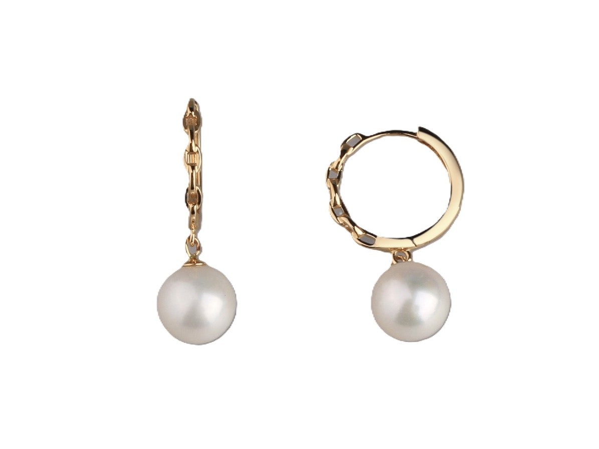 Pearl Drop Earrings in Yellow Gold image 0