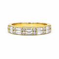 Baguette and Round Diamond Half Eternity Ring in Yellow Gold