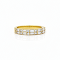 Baguette and Round Diamond Half Eternity Ring in Yellow Gold