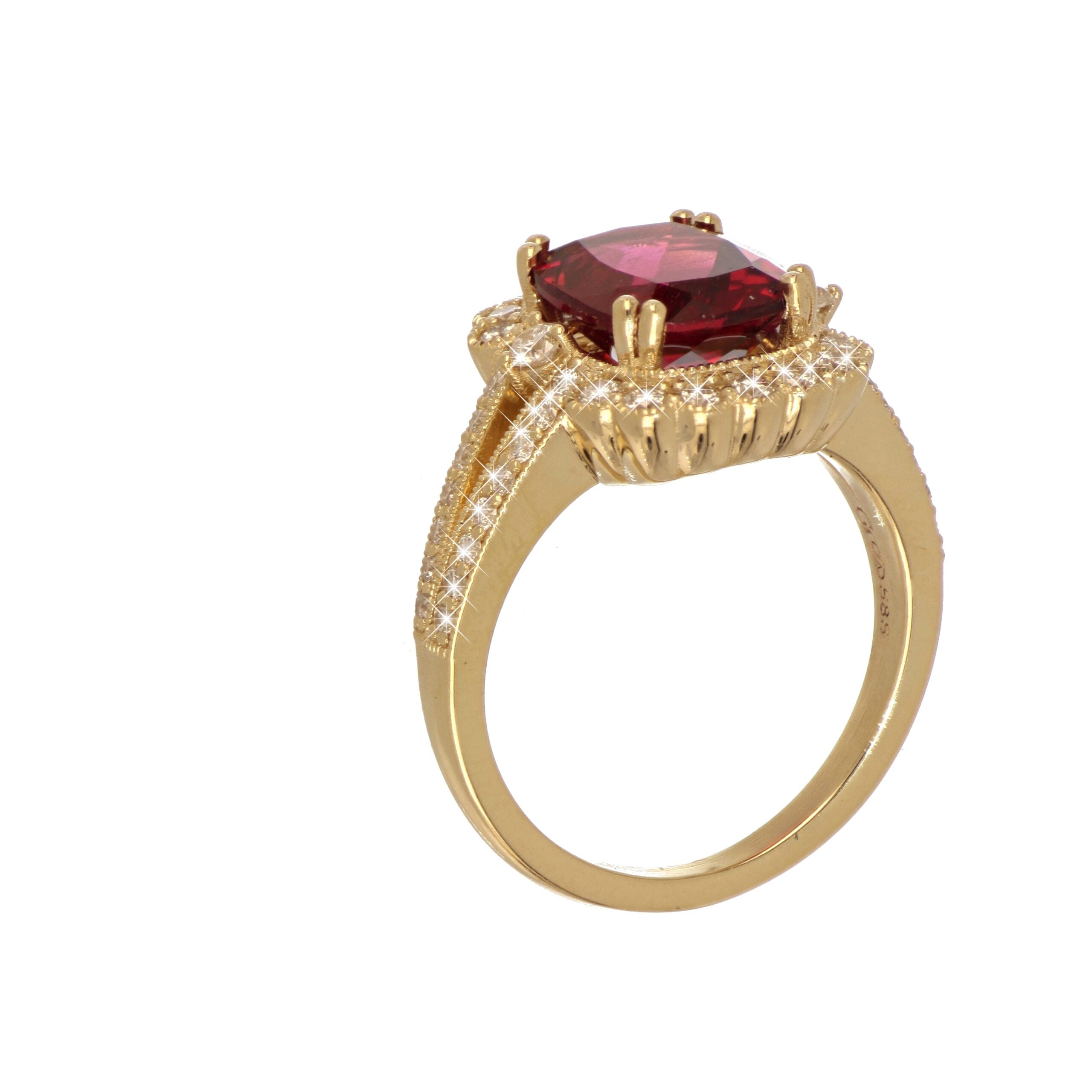 Rubellite Tourmaline and Diamond Ring in Yellow Gold image 1