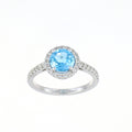 Blue Topaz and Diamond Ring in White Gold image 0