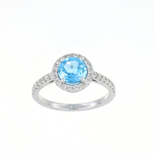 Blue Topaz and Diamond Ring in White Gold image 0