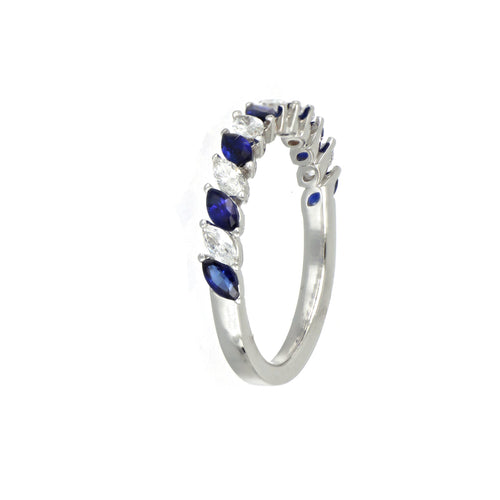 Blue Sapphire and Diamond Ring in White Gold image 1