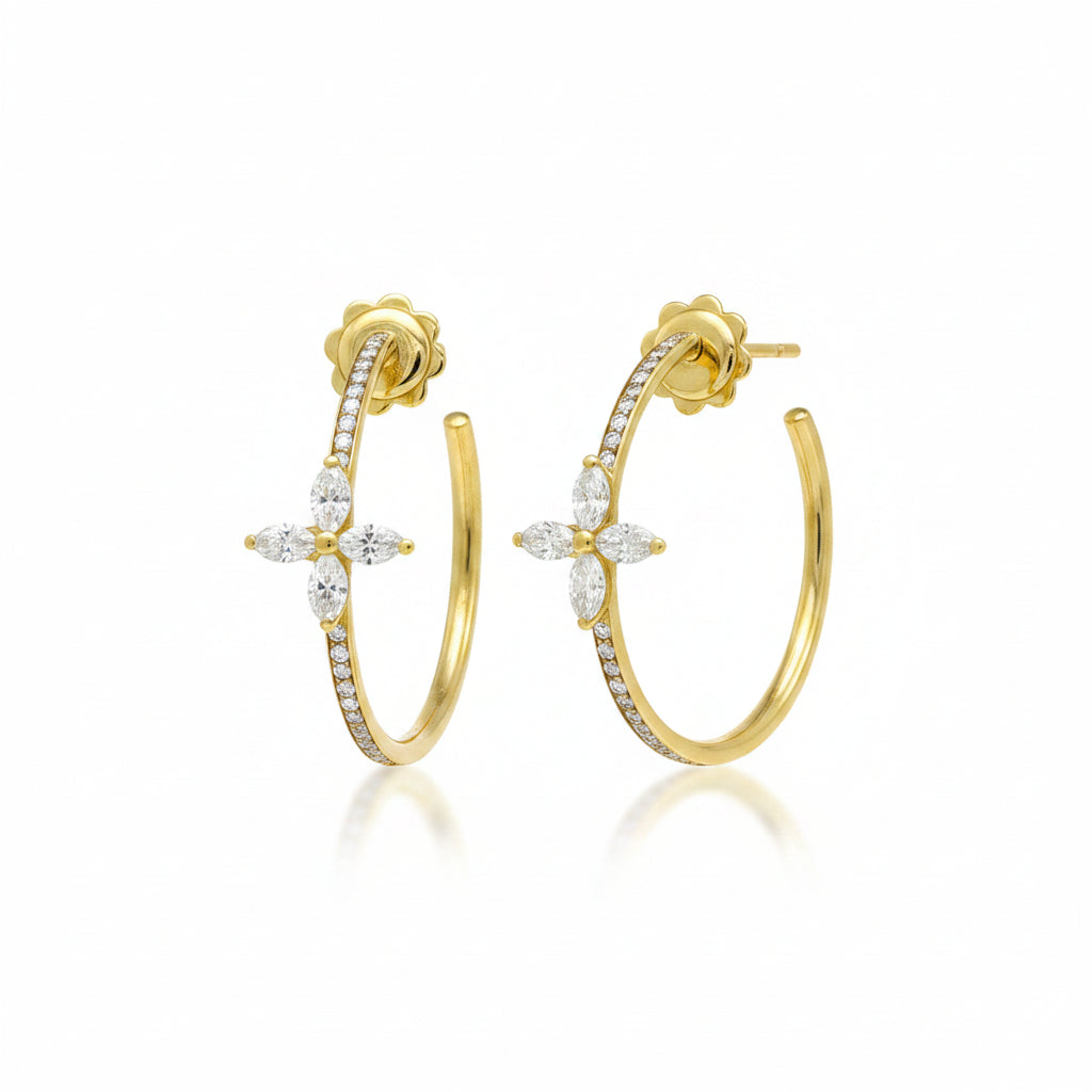 Diamond Hoop Earrings in Yellow Gold