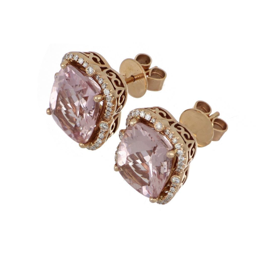 Morganite and Diamond Earrings in Rosé Gold image 1