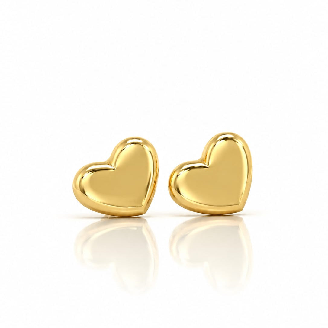 Heart Studs in Yellow Gold