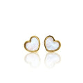 Mother of Pearl Heart Studs in Yellow Gold