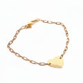 Anchor Link Heart Bracelet in Yellow Gold