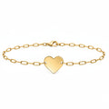 Anchor Link Heart Bracelet in Yellow Gold