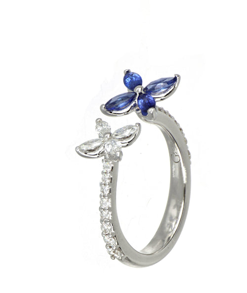 Blue Sapphire and Diamond Ring in White Gold image 1