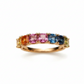 Rainbow Sapphire Half Eternity Ring in Gold