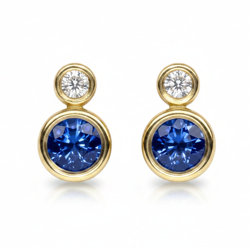 Diamond and Sapphire Studs in Gold