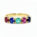 Emerald, Blue Sapphire and Ruby Ring in Yellow Gold