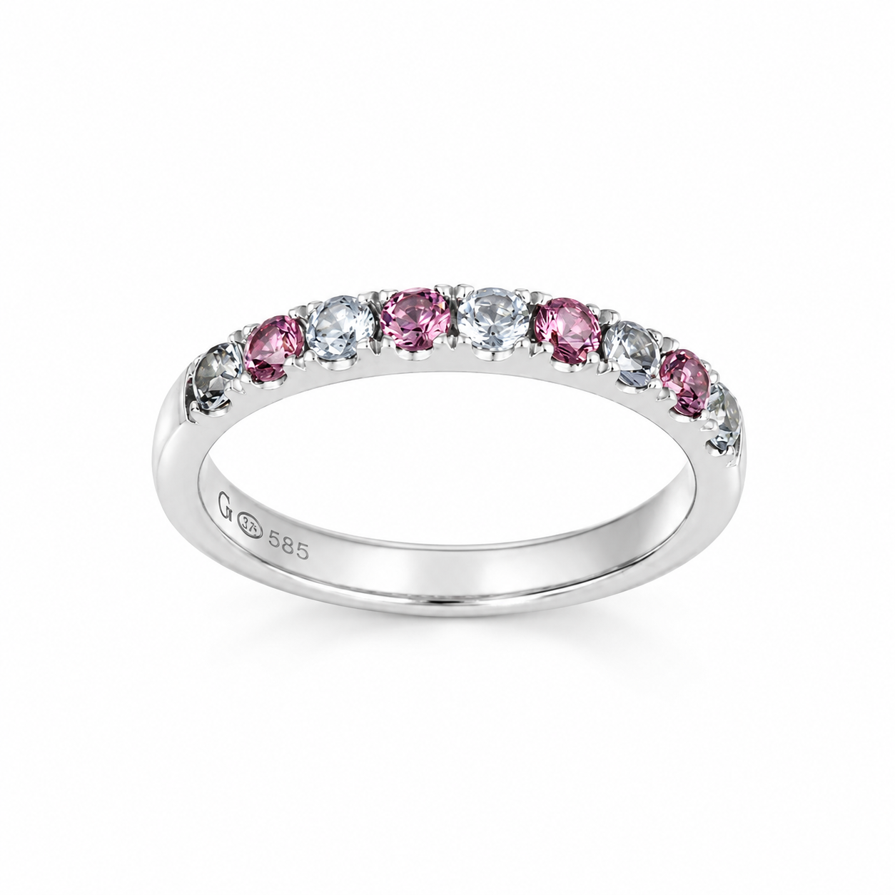 Pink and Grey Spinel Ring in White Gold