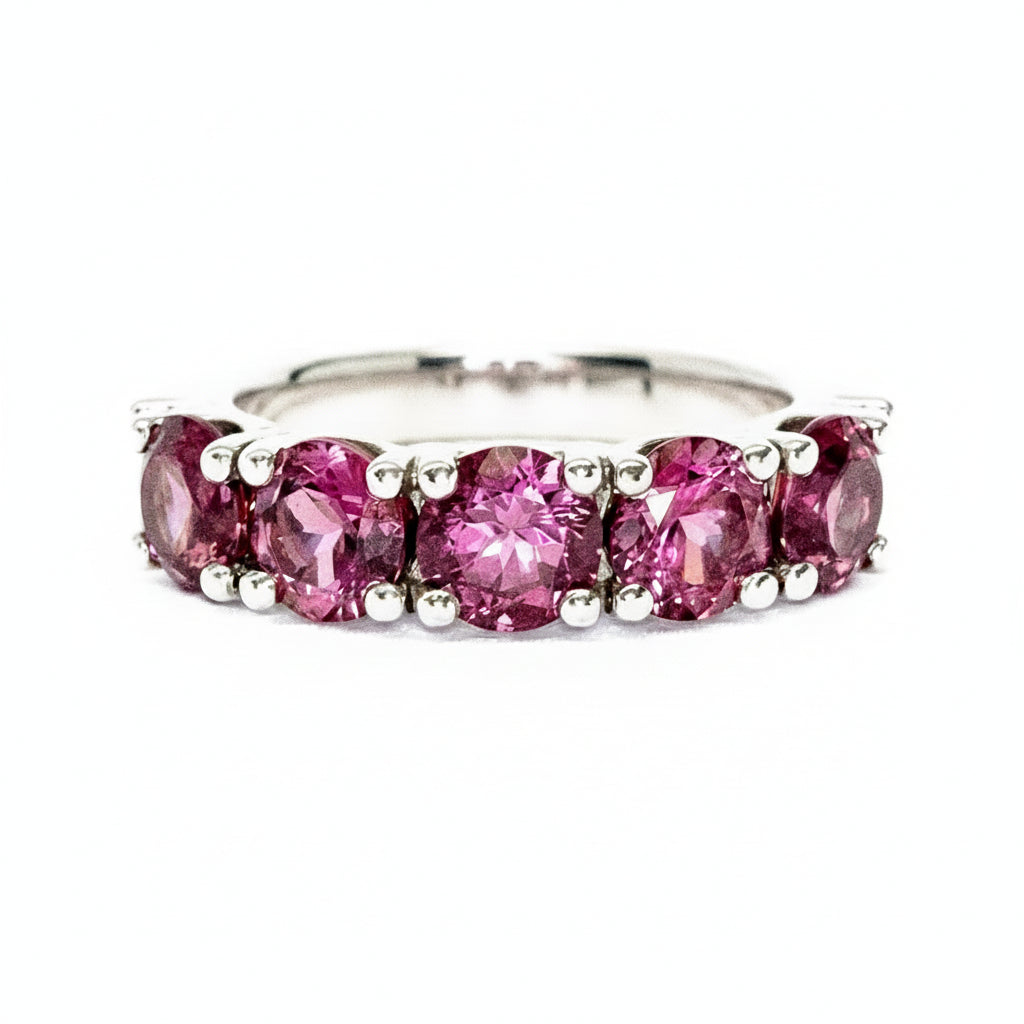 Rhodolite Garnet Half Eternity in White Gold