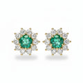 Emerald and Diamond Earrings in Yellow Gold