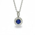 Diamond and Sapphire Halo-style Pendant in White Gold