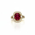 Rubellite Tourmaline and Diamond Ring in Yellow Gold