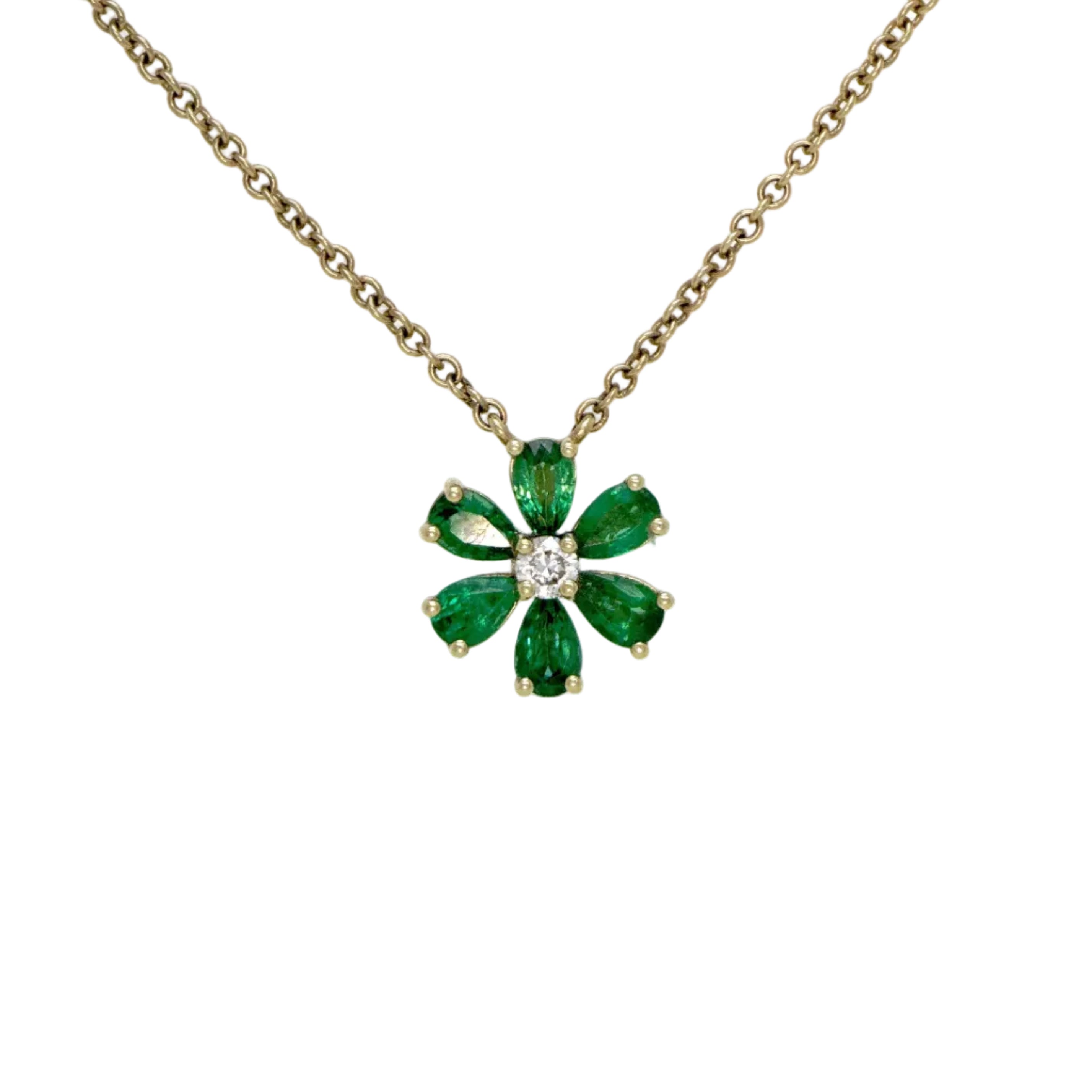 Emerald and Diamond Necklace in Yellow Gold