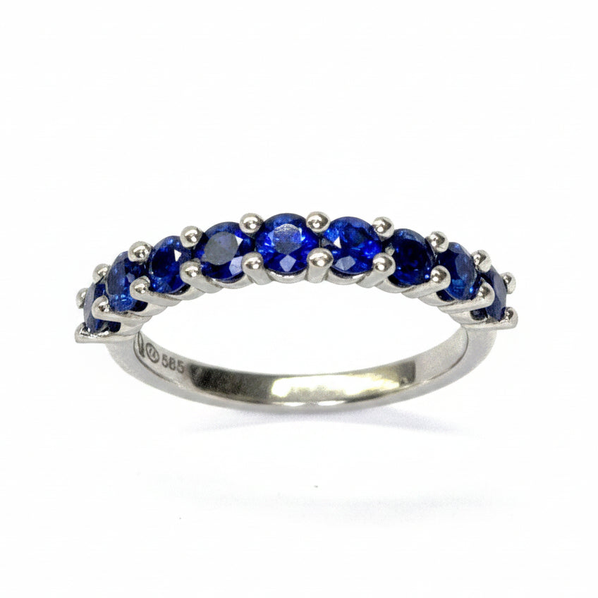 Sapphire Half Eternity Ring in White Gold